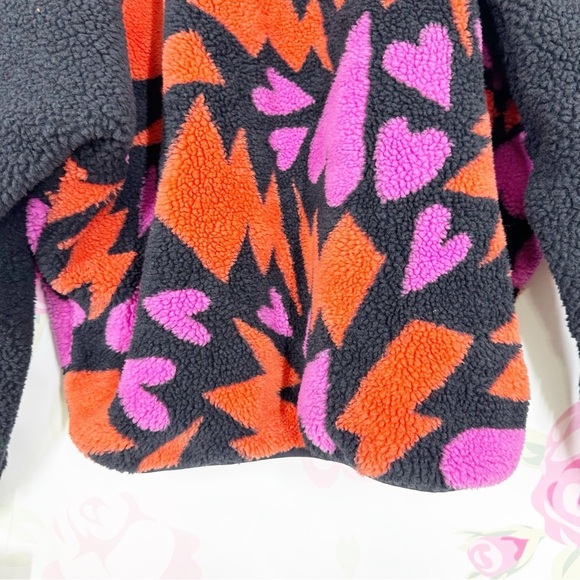 NEW Free People Movement Hit The Slopes Printed Hearts Pullover Fleece Jacket L - Picture 10 of 14
